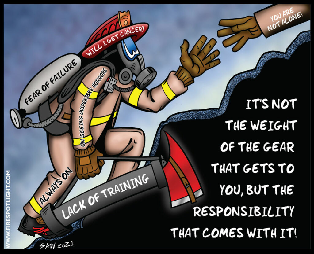 Firefighter Cartoon: The weight of responsibility