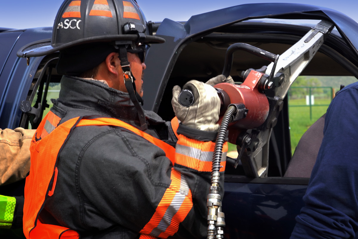 Featured image for “Rookie firefighters learn how to use hydraulic rescue tools during vehicle extrication training”