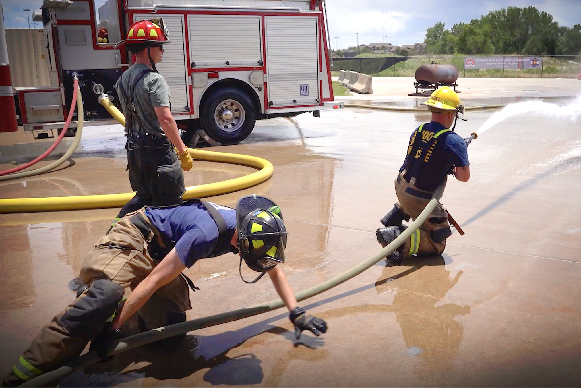 Firefighter Training  Two Person Fire Hose Training